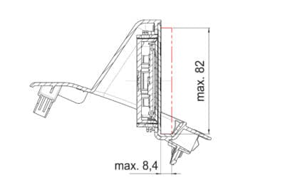 Maximale Größe des Smartphones inkl. Hülle: 174mm x 82mm x 8,4mm - Seitenansicht